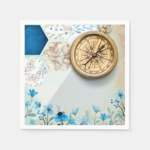 Reise-Lover Golden Compass Paper Napkin Serviette