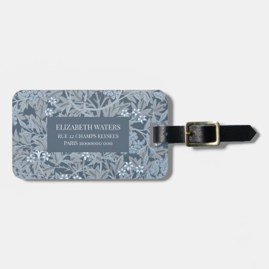 REISE LUGGAGE TAG : WILLIAM MORRIS : JASMINE GEPÄCKANHÄNGER (Vorderseite horizontal)