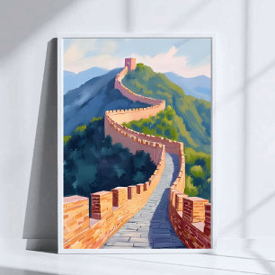 Reise Malerei an der Chinesischen Mauer  Poster