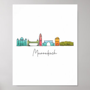 Reise Marokko Karte Marrakesch Casablanca Tanjier Poster