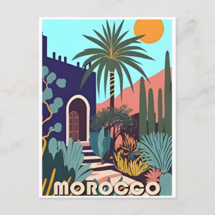 Reise-Marokko Vintage Marokko Tourismus Marrakesch Postkarte