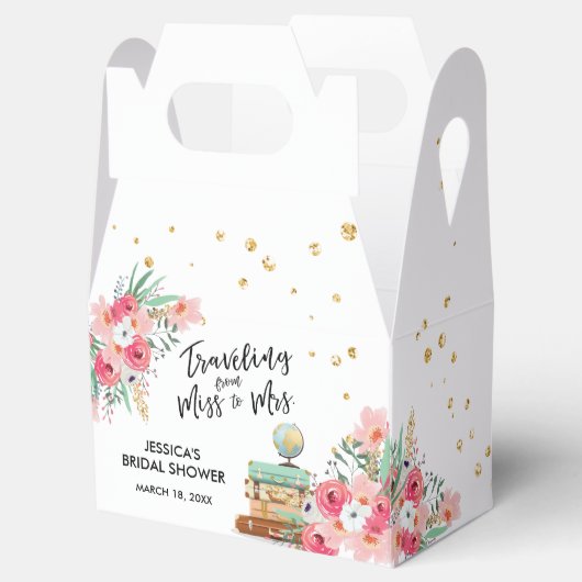 Reise Miss zu Mrs. Pink Floral Brautparty Geschenkschachtel (Geöffnet)