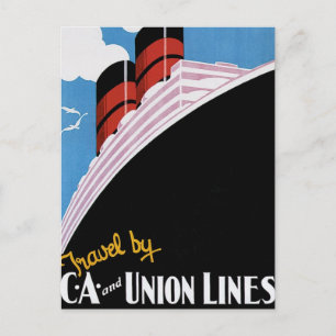 Reise mit CA und Union Lines Postkarte