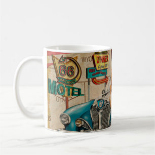 Reise mit dem Auto durch Amerika Vintage Poster. 6 Kaffeetasse
