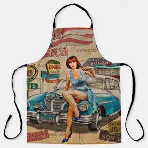 Reise mit dem Auto durch Amerika Vintage Poster. 6 Schürze