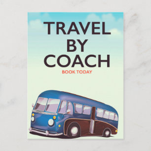 Reise mit dem Reisebus Britisches Reiseplakat Postkarte