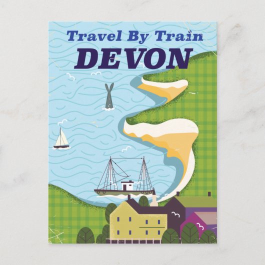 Reise mit dem Zug Devon Postkarte (Vorderseite)