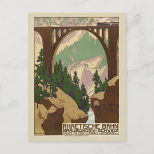 Reise mit dem Zug durch die Schweizer Alpen in der Postkarte