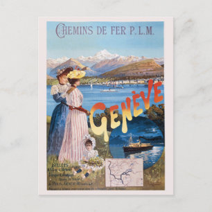 Reise mit der Vintage-Schweiz-Bahn am Genfersee Postkarte