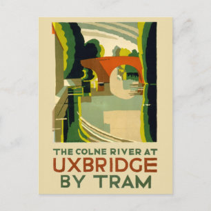 Reise mit der Vintage Uxbridge England Straßenbahn Postkarte