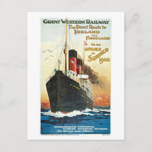 Reise mit einem alten Boot nach Irland - Werbung Postkarte