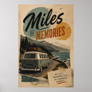 Reise mit einem alten Camper Van entlang der Küste Poster