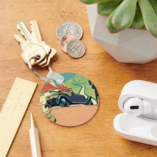 Reise mit einem Vintage-Cabrio im Land Schlüsselanhänger