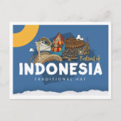 Reise mit traditioneller indonesischer Mütze Postkarte (Vorderseite)