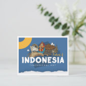 Reise mit traditioneller indonesischer Mütze Postkarte (Stehend Vorderseite)