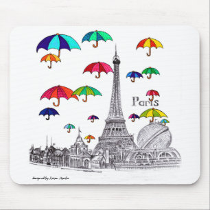 Reise mit Turm Regenschirm-Paris Effiel Mousepad