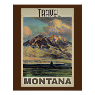 Reise Montana, Vintage-Plakat, Poster