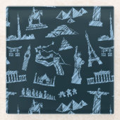 Reise-Muster im Blues-Muster Glasuntersetzer (Vorderseite)