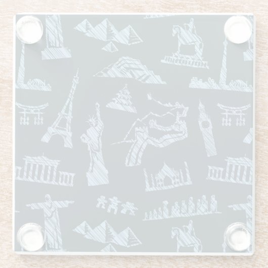 Reise-Muster im Blues-Muster Glasuntersetzer (Rückseite)