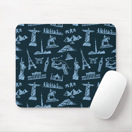 Reise-Muster im Blues-Muster Mousepad (Mit Mouse)