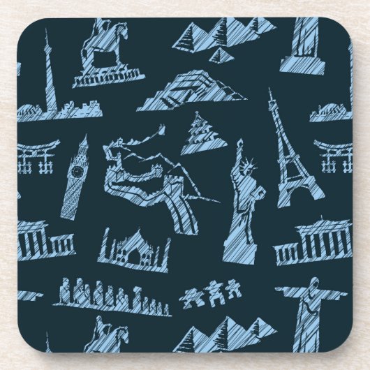Reise-Muster im Blues-Muster Untersetzer (Vorderseite)