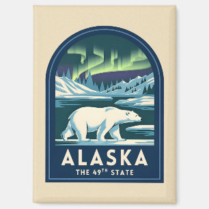 Reise nach Alaska Nördliche Lichter Eisbär Vintage Magnet