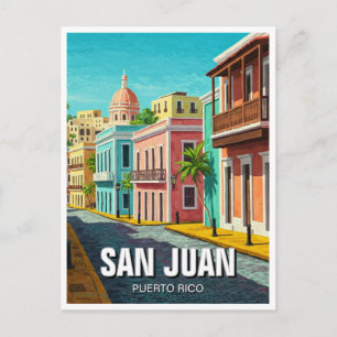 Reise nach Alt-San Juan Puerto Rico Postkarte