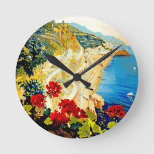 Reise nach Amalfi Italien Europa Vintage Runde Wanduhr