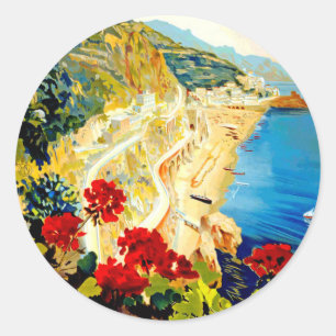 Reise nach Amalfi Italien Europa Vintage Runder Aufkleber