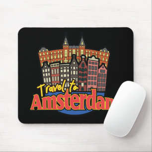 Reise nach Amsterdam Niederlande Logo im Vintage-S Mousepad