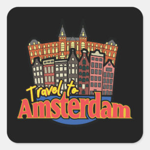Reise nach Amsterdam Niederlande Vintage Quadratischer Aufkleber