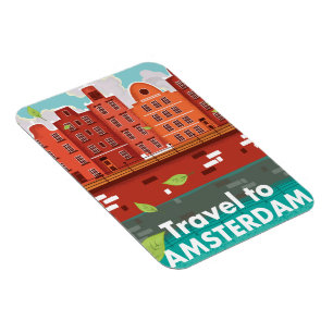 Reise nach Amsterdam Vintage Poster Magnet