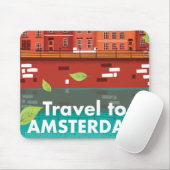 Reise nach Amsterdam Vintage Poster Mousepad (Mit Mouse)