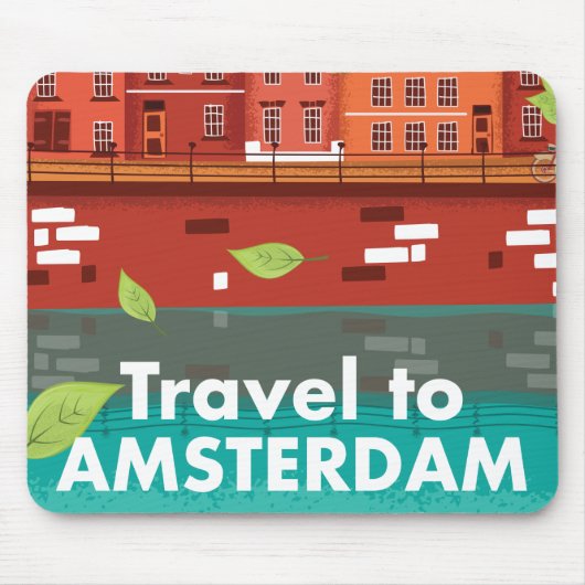 Reise nach Amsterdam Vintage Poster Mousepad (Vorne)