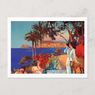 Reise nach Antibes Cote D'Azur im Vintage-Stil Feiertagspostkarte