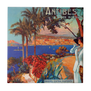 Reise nach Antibes Cote D'Azur im Vintage-Stil Fliese