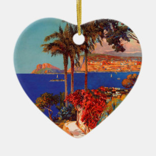 Reise nach Antibes Côte d'Azur im Vintage-Stil Keramik Ornament