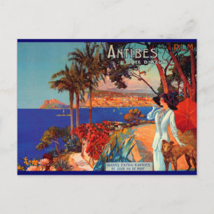 Reise nach Antibes Côte d'Azur im Vintage-Stil Postkarte