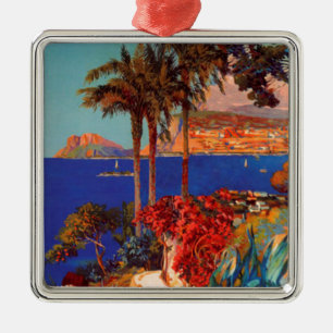 Reise nach Antibes Côte d'Azur im Vintage-Stil Silbernes Ornament