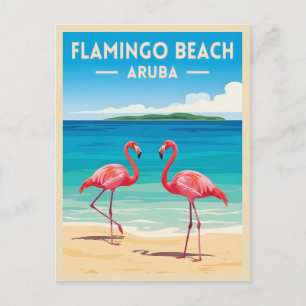 Reise nach Aruba Flamingo Strand Retro Landschaft Postkarte