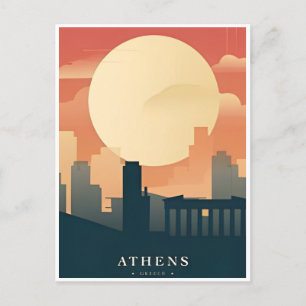 Reise nach Athen Griechenland Santorin Retro-Stil Postkarte
