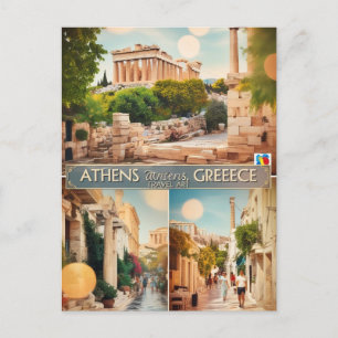 Reise nach Athen Griechenland Vintage 3 Foto  Postkarte