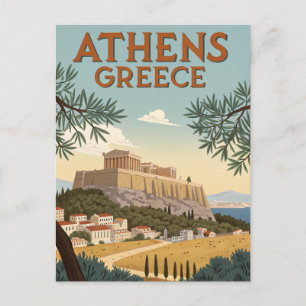 Reise nach Athen im Vintage-Stil Postkarte