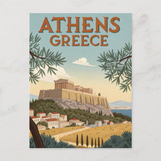 Reise nach Athen im Vintage-Stil Postkarte