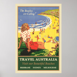 Reise nach Australien, die Strände rufen Poster