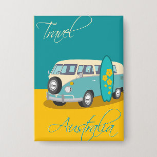 Reise nach Australien im Vintage-Stil Button