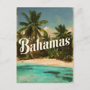Reise nach Bahamas im Vintage-Stil Postkarte