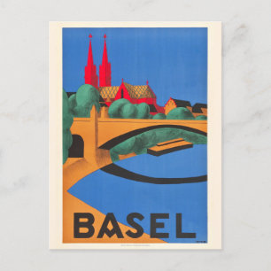 Reise nach Basel Schweiz Vintage Postkarte