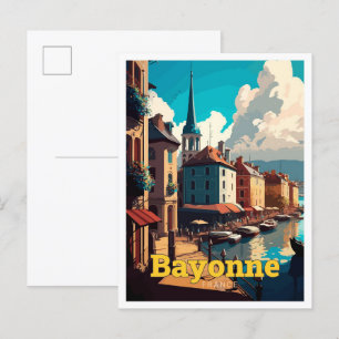 Reise nach Bayonne Frankreich Vintage-Illustration Postkarte