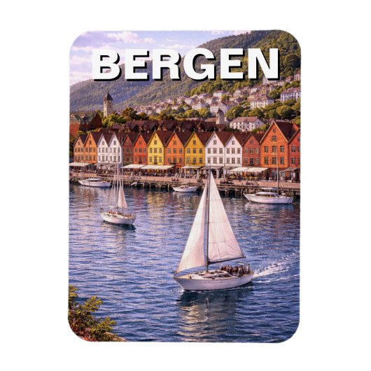 Reise nach Bergen Norwegen Magnet (Vertikal)